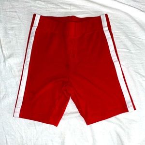 red side-striped biker shorts size small